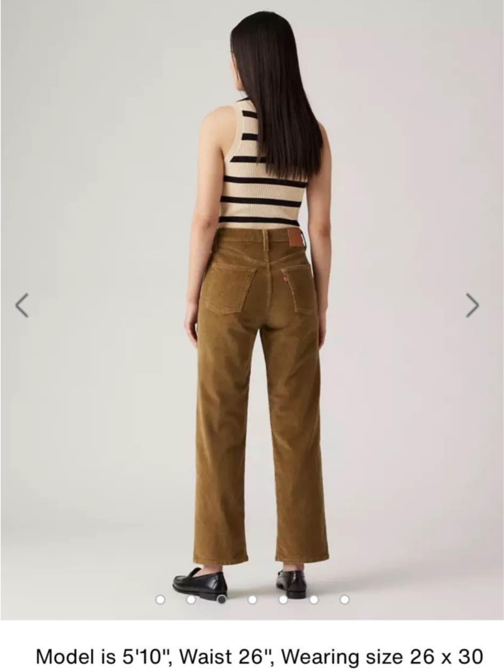 Levi's Olive Cropped Straight-Leg Corduroy Pants